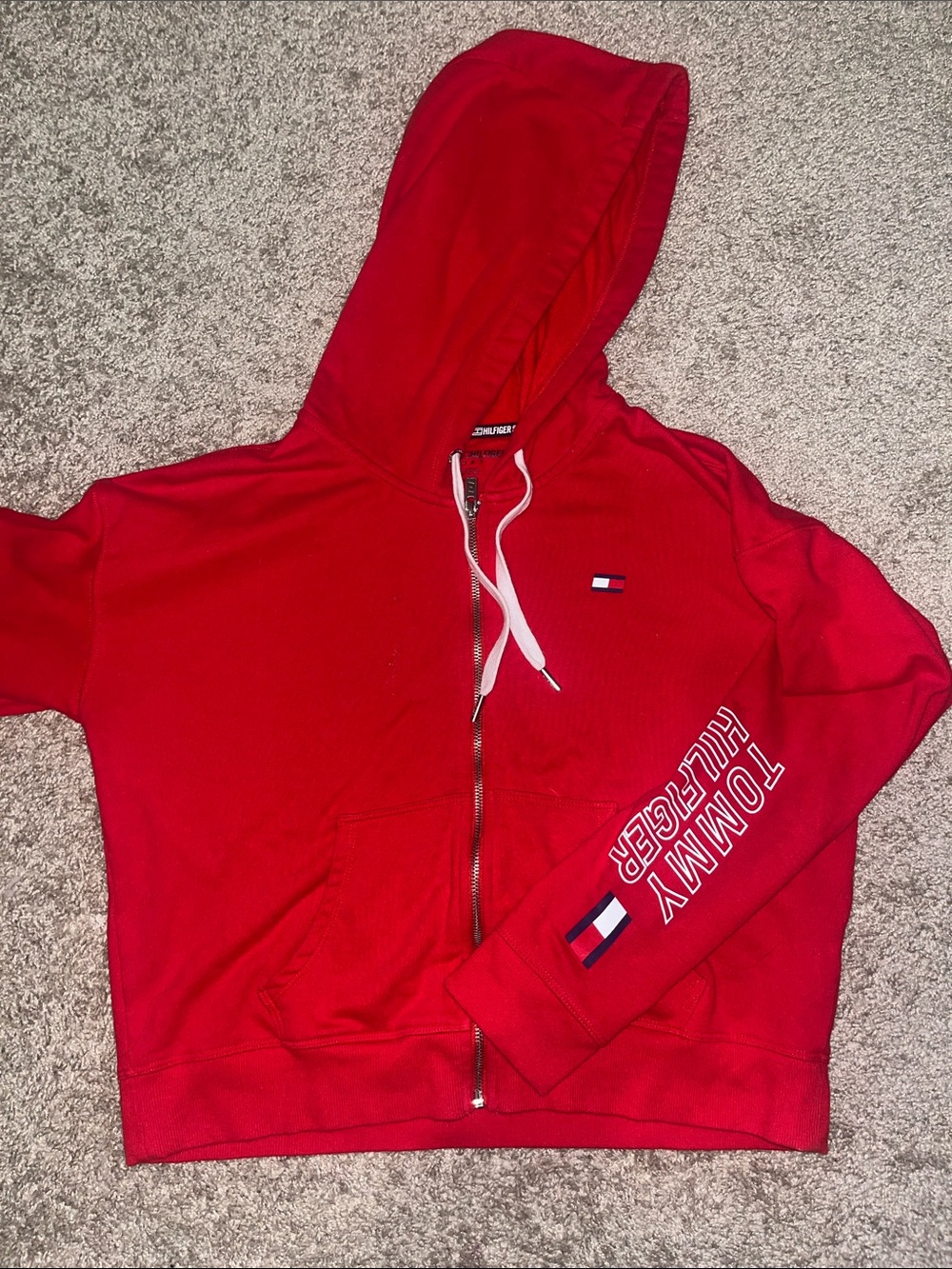 Tommy Hilfiger Red Zip-Up Hoodie
